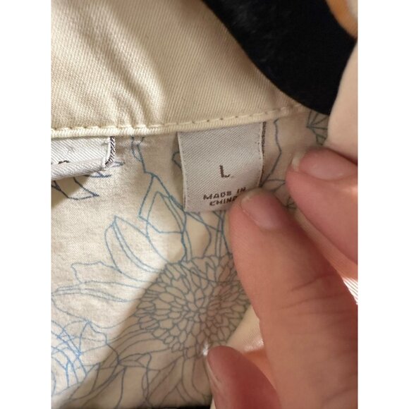 ✌️ 2/$40 Vintage Style Halogen Cream Button-Up Jacket With Collar & Pockets sz L - Picture 7 of 11